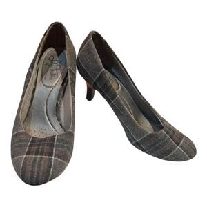 LifeStride Soft System Parigi Plaid Fabric Pumps Women’s Size 7.5M DAMAGE